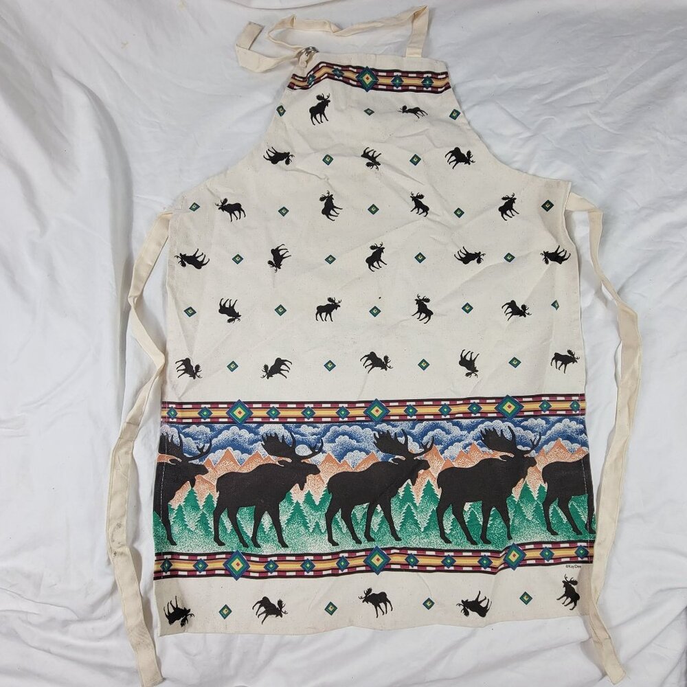 Kay Dee Designs Moose Themed Cotton Apron Made In The USA Cooking Outdoors
